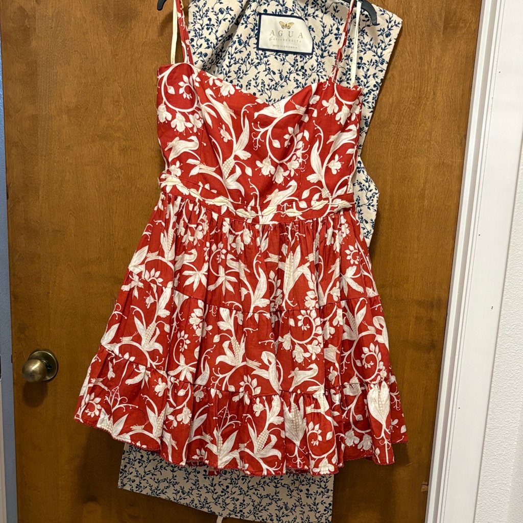 291. Agua By Agua Bendita Red And White Floral Mini Dress